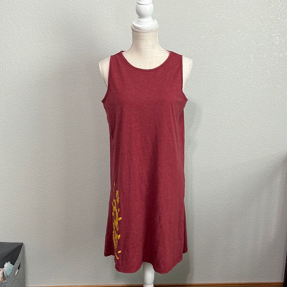 COPY - Tank Top Dress Midi Sunflower Design Heather Red Size M